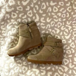 Sorel wedge bootie with buckles